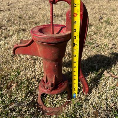 Antique Cast Iron Hand Water Pump – Farm / Well Pump – Red Paint