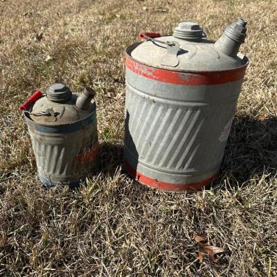 Vintage Galvanized Oil Cans – Delphos & Old Ironsides Motor Oil Cans (2-Piece Lot)