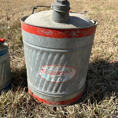 Vintage Galvanized Oil Cans – Delphos & Old Ironsides Motor Oil Cans (2-Piece Lot)