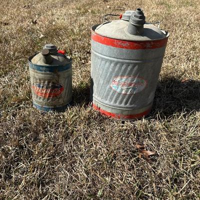 Vintage Galvanized Oil Cans – Delphos & Old Ironsides Motor Oil Cans (2-Piece Lot)