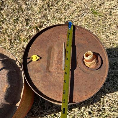 Vintage American Oil Company & Lion Motor Oil Cans – Heavy Duty 5-Gallon Oil Cans (2-Piece Lot)