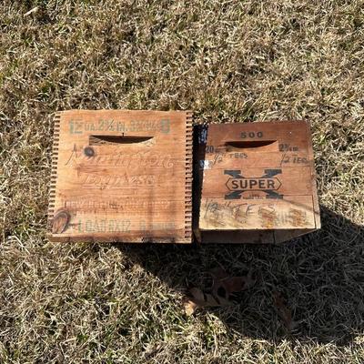 Vintage Wooden Ammunition Crates – Remington Express & Super-X Shot Shell Boxes (2)
