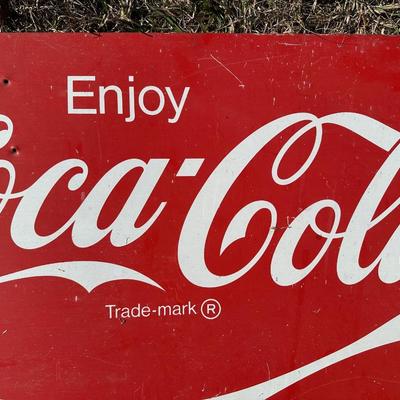 Vintage “Enjoy Coca-Cola” Metal Advertising Sign – Classic Red & White Coke Sign