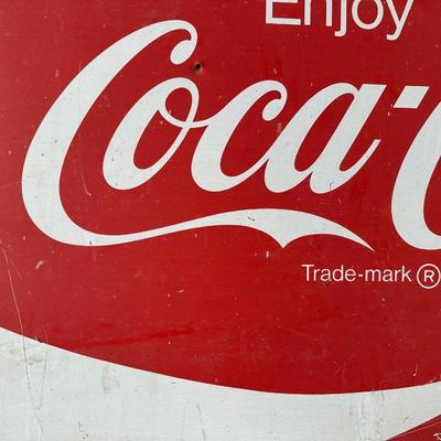 Vintage “Enjoy Coca-Cola” Metal Advertising Sign – Classic Red & White Coke Sign