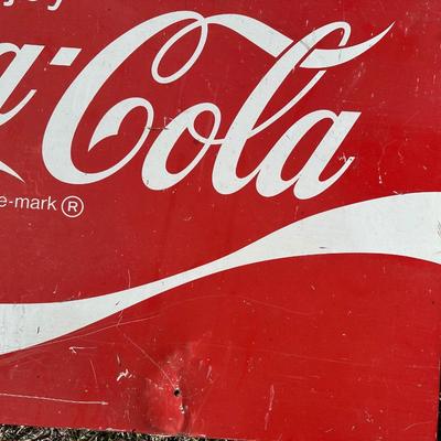Vintage “Enjoy Coca-Cola” Metal Advertising Sign – Classic Red & White Coke Sign