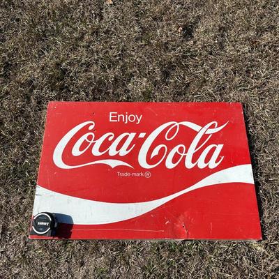 Vintage “Enjoy Coca-Cola” Metal Advertising Sign – Classic Red & White Coke Sign