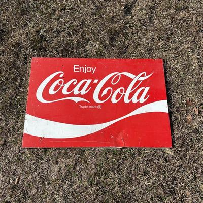 Vintage “Enjoy Coca-Cola” Metal Advertising Sign – Classic Red & White Coke Sign