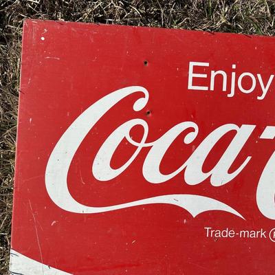 Vintage “Enjoy Coca-Cola” Metal Advertising Sign – Classic Red & White Coke Sign