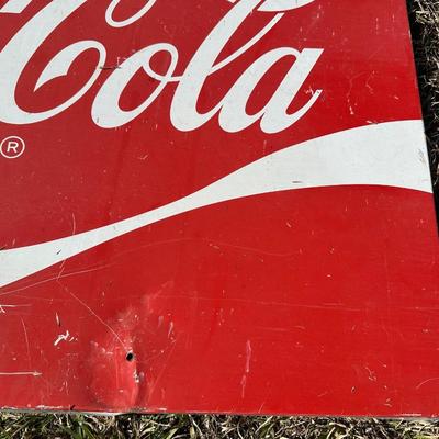 Vintage “Enjoy Coca-Cola” Metal Advertising Sign – Classic Red & White Coke Sign