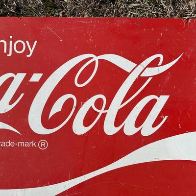 Vintage “Enjoy Coca-Cola” Metal Advertising Sign – Classic Red & White Coke Sign