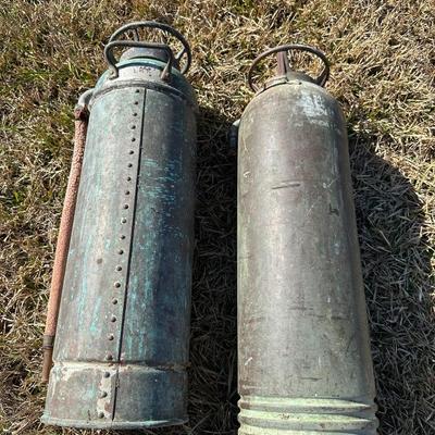 Antique Soda-Acid & Foam Fire Extinguishers – Standard / QuickAid “Torpedo Shell” (Pair)