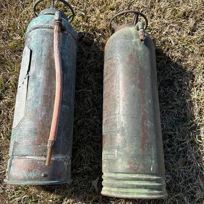 Antique Soda-Acid & Foam Fire Extinguishers – Standard / QuickAid “Torpedo Shell” (Pair)