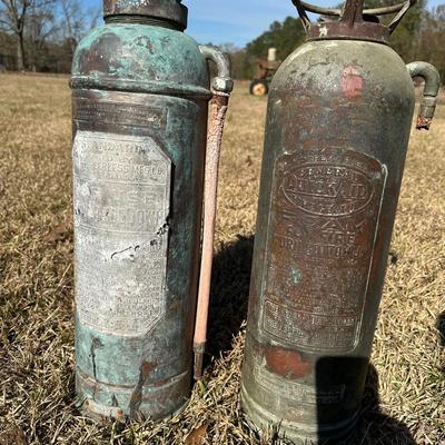 Antique Soda-Acid & Foam Fire Extinguishers – Standard / QuickAid “Torpedo Shell” (Pair)
