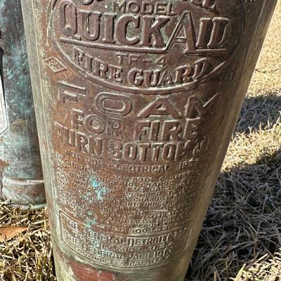 Antique Soda-Acid & Foam Fire Extinguishers – Standard / QuickAid “Torpedo Shell” (Pair)