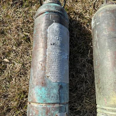 Antique Soda-Acid & Foam Fire Extinguishers – Standard / QuickAid “Torpedo Shell” (Pair)