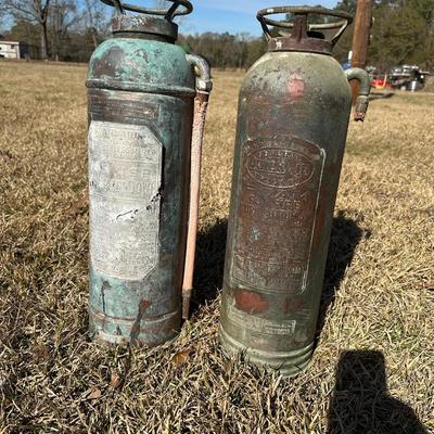 Antique Soda-Acid & Foam Fire Extinguishers – Standard / QuickAid “Torpedo Shell” (Pair)