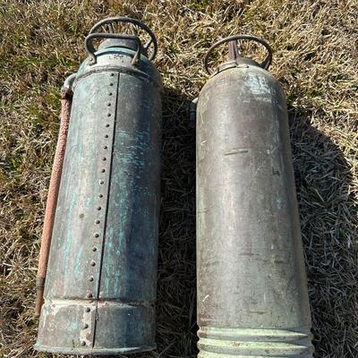 Antique Soda-Acid & Foam Fire Extinguishers – Standard / QuickAid “Torpedo Shell” (Pair)
