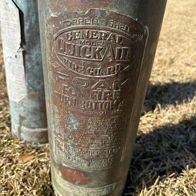 Antique Soda-Acid & Foam Fire Extinguishers – Standard / QuickAid “Torpedo Shell” (Pair)