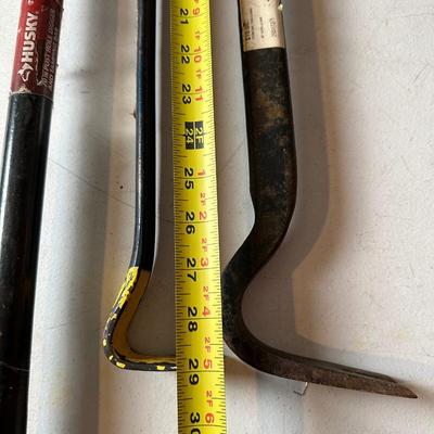 Lot of 3 Heavy-Duty Pry Bars & Digging Bar – Husky + Assorted Crow Bars (20”–70”)