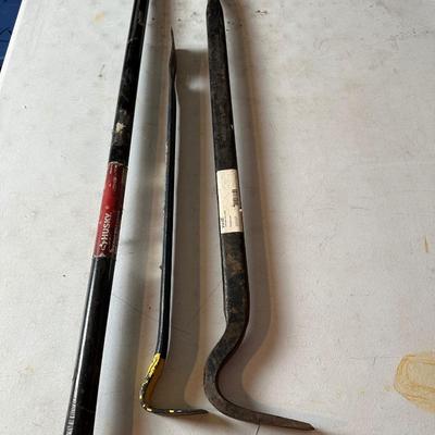 Lot of 3 Heavy-Duty Pry Bars & Digging Bar – Husky + Assorted Crow Bars (20”–70”)