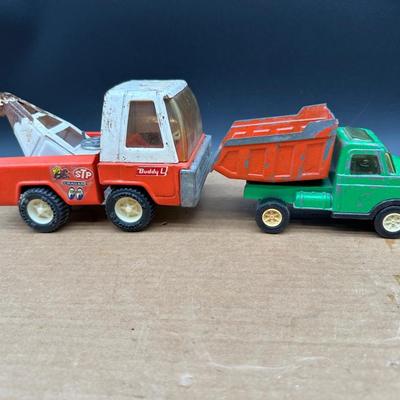 Vintage Buddy L Tow Truck & Pressed-Steel Dump Truck – 2 Toy Truck Lot (1960s–1970s)
