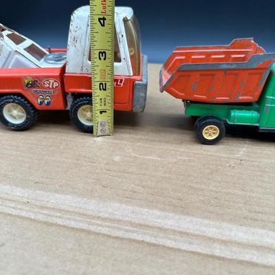 Vintage Buddy L Tow Truck & Pressed-Steel Dump Truck – 2 Toy Truck Lot (1960s–1970s)