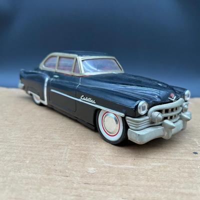 Vintage 1950s Cadillac Sedan Toy Car – Stamped Metal Body, Whitewall Wheels
