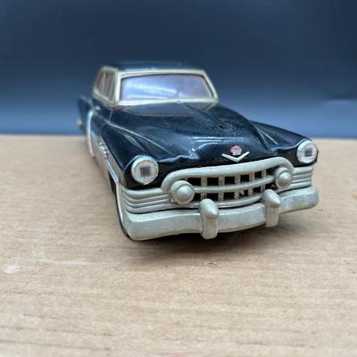 Vintage 1950s Cadillac Sedan Toy Car – Stamped Metal Body, Whitewall Wheels