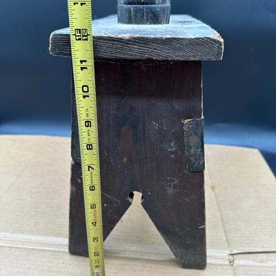 Antique Wooden Shoe Shine Stool – Footrest Top, Built-In Storage