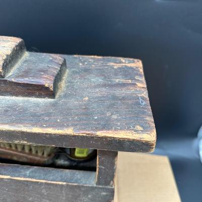 Antique Wooden Shoe Shine Stool – Footrest Top, Built-In Storage