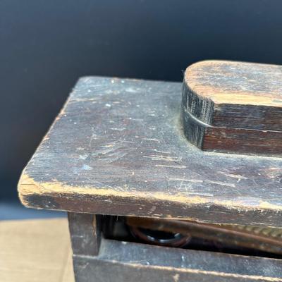 Antique Wooden Shoe Shine Stool – Footrest Top, Built-In Storage