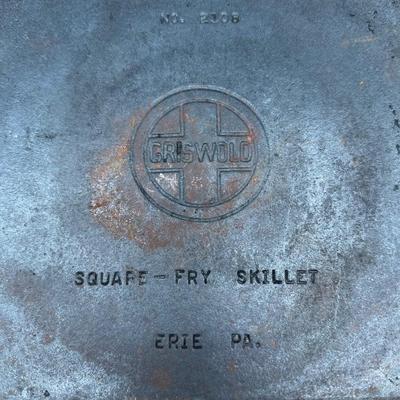 Griswold No. 2108 Square Fry Skillet #8 – Cast Iron – Erie, PA