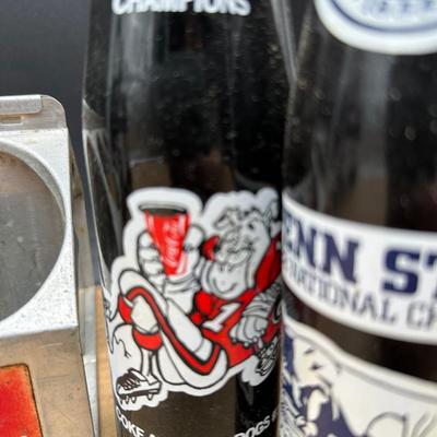 Vintage Coca-Cola College Football & Super Bowl Glass Bottle Lot w/ Carrier