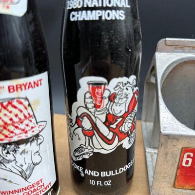 Vintage Coca-Cola College Football & Super Bowl Glass Bottle Lot w/ Carrier