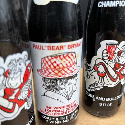 Vintage Coca-Cola College Football & Super Bowl Glass Bottle Lot w/ Carrier