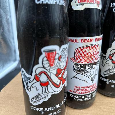 Vintage Coca-Cola College Football & Super Bowl Glass Bottle Lot w/ Carrier