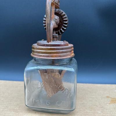 Antique Dazey Glass Butter Churn No. 10 – Hand Crank, St. Louis, USA
