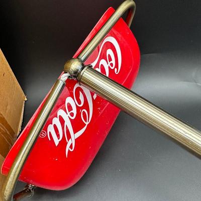 Coca-Cola Licensed Banker’s Desk Lamp – Red Glass Shade – New in Box (Mount Needs Repair)