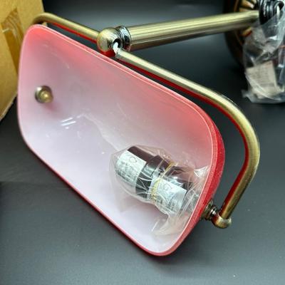 Coca-Cola Licensed Banker’s Desk Lamp – Red Glass Shade – New in Box (Mount Needs Repair)