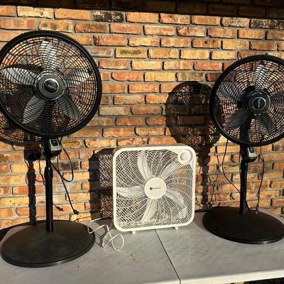 3) Electric Fans – (2) Lasko Pedestal Fans + (1) Utilitech Box Fan – All Working