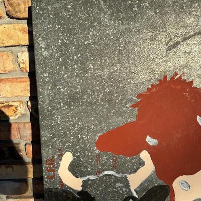 Hand-Painted Folk Art Cows on Galvanized A/C Drip Pan – Farmhouse Wall Art