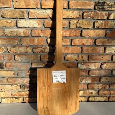 Handmade Solid Cypress Wooden Pizza Peel – Large Rustic Wood Paddle