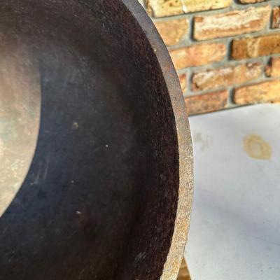 Large Antique Cast Iron Cauldron Pot with Three Legs & Bail Handles