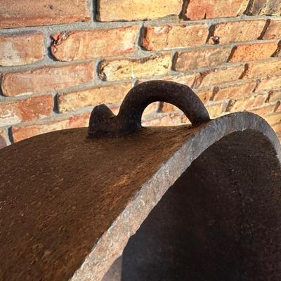 Large Antique Cast Iron Cauldron Pot with Three Legs & Bail Handles