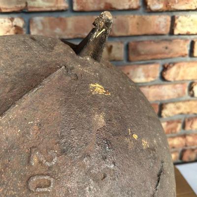 Large Antique Cast Iron Cauldron Pot with Three Legs & Bail Handles