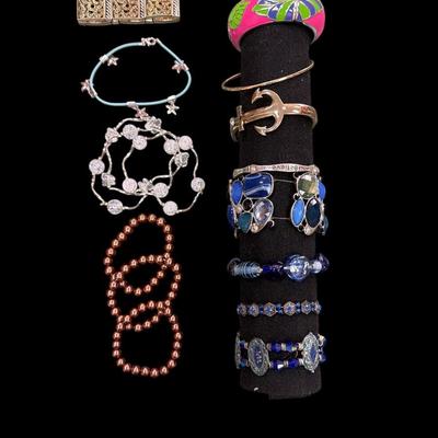 Sale Photo Thumbnail #418: Bead, Bangle and Cuff Bracelets  Set of 12