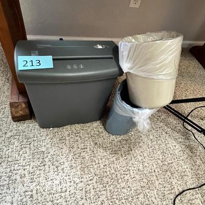 Lot 213 Shredder & trash cans