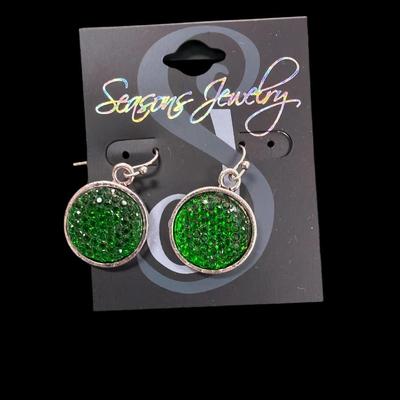 Sale Photo Thumbnail #421: Seasons Jewelry Green Glitter Earrings and Necklace Set