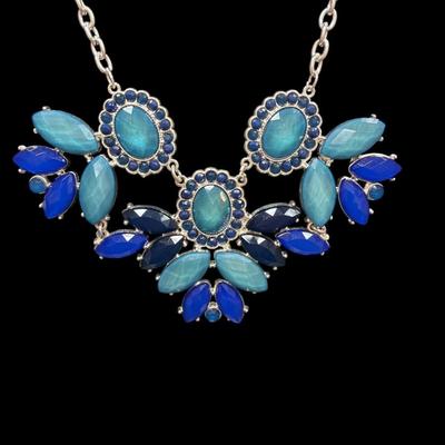 Sale Photo Thumbnail #425: Style & Co. Mixed Blue Stones and Silver Color Bid Statement Necklace
