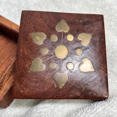 Lot 234 Vintage wood box w/ brass inlay